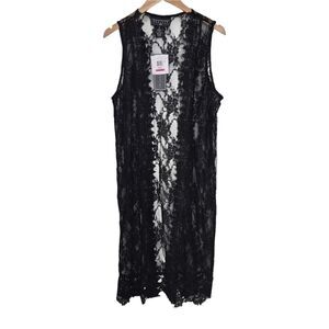 Project 28 Black Lace Duster Kimono Boho Goth Size Medium NEW